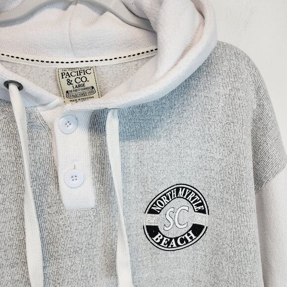 Pacific & Co North Myrtle Beach Zip Hoodie Size L Gray Long Sleeve French Terry - Picture 1 of 9